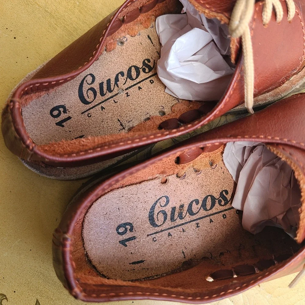 Cucos‎ Kids US 10 Brown 100% Genuine Leather Woven Huaraches Dress Shoes Lace Up